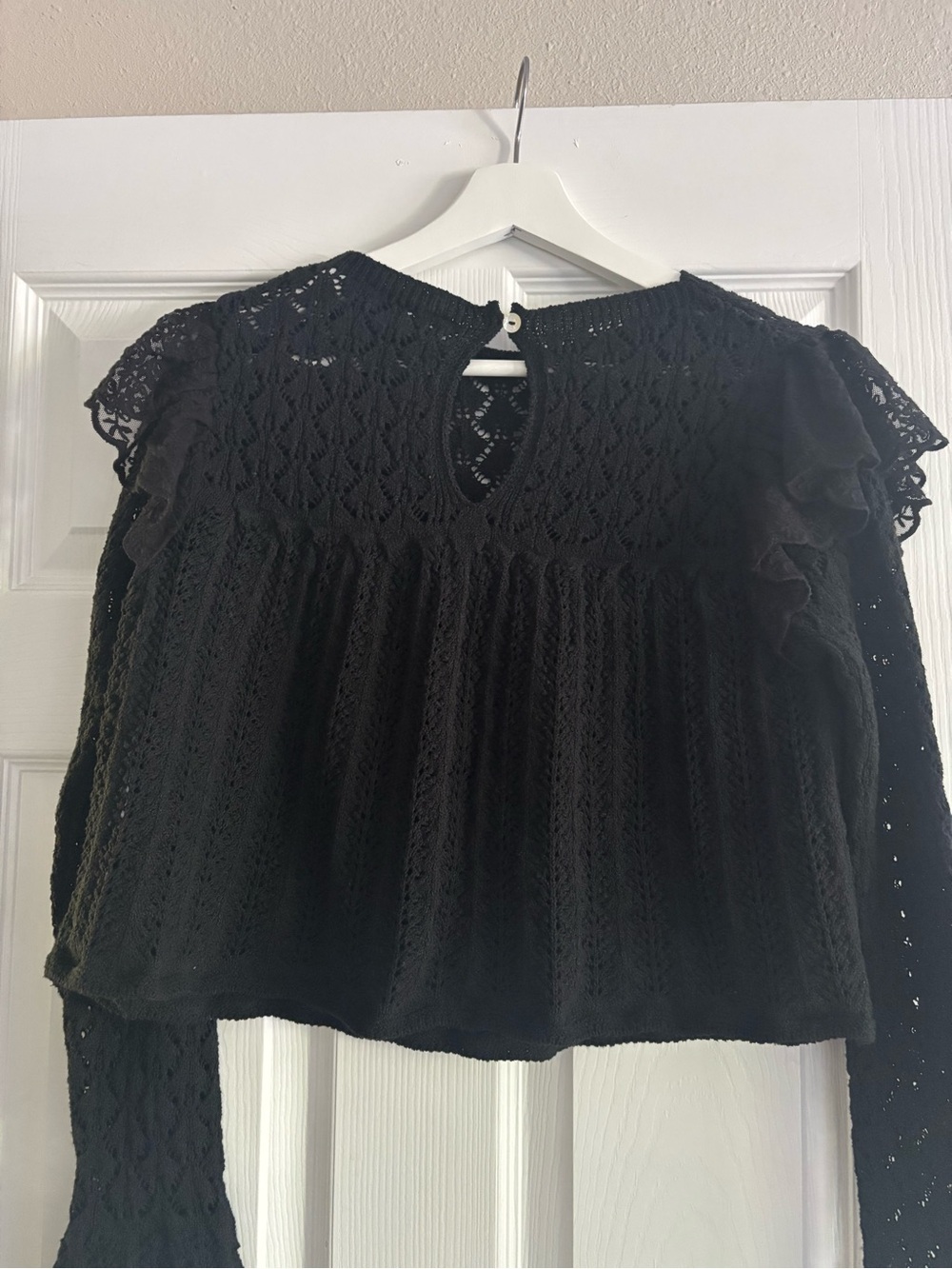 Zara Pointelle Ruffle Sweater - Picture 4 of 8